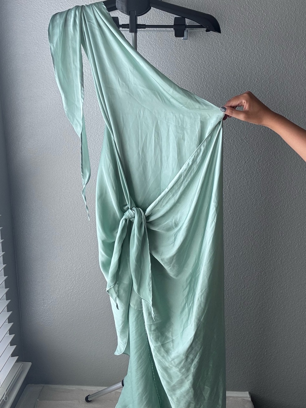 Baobab Collection One-Shoulder Mint Green Tie-Front Dress